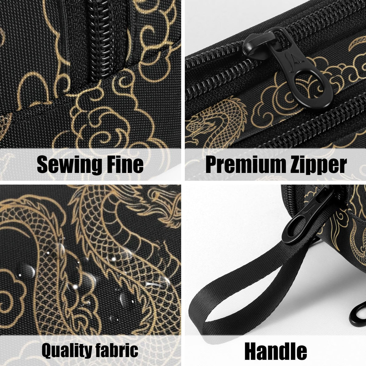 Fustylead Dragon Pen Pencil Case with Zipper Makeup Pouch Cosmetics Bag Multi-Purpose Travel Bag