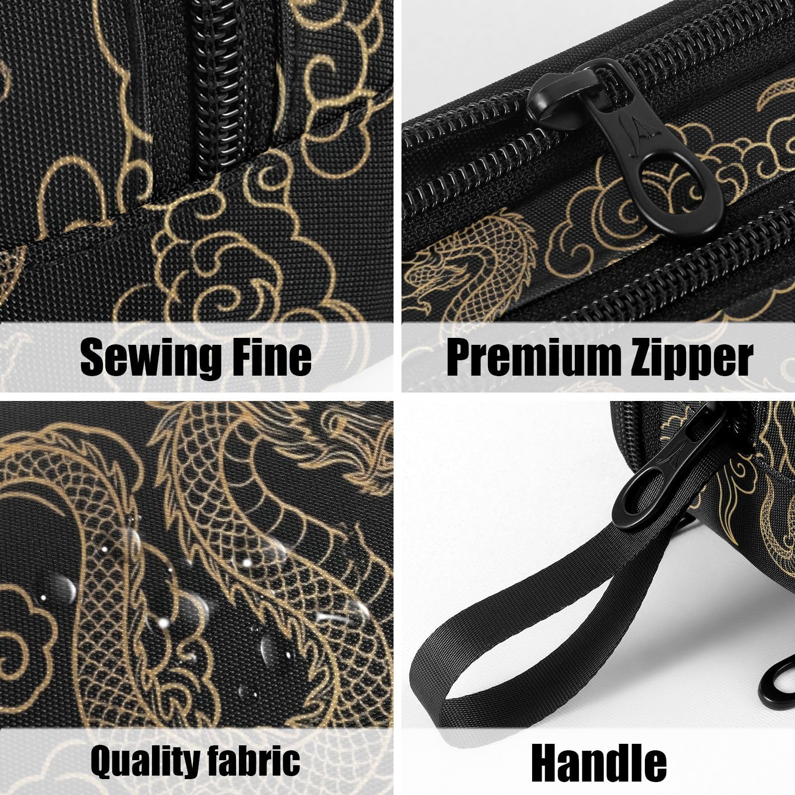 Fustylead Dragon Pen Pencil Case with Zipper Makeup Pouch Cosmetics Bag Multi-Purpose Travel Bag