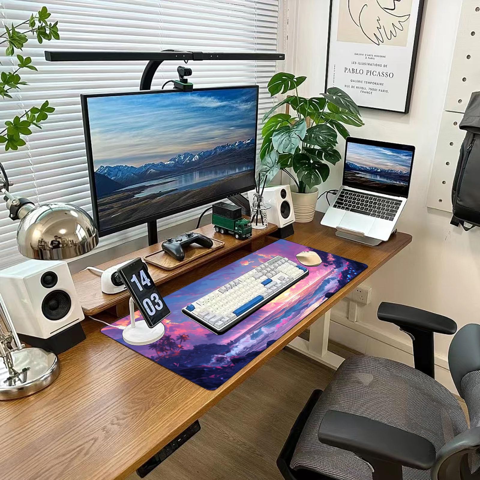 Desk Mat Mouse Pad Gaming Desk Pad XL Large Mouse Mat Office Decor Accessories (Pink D)