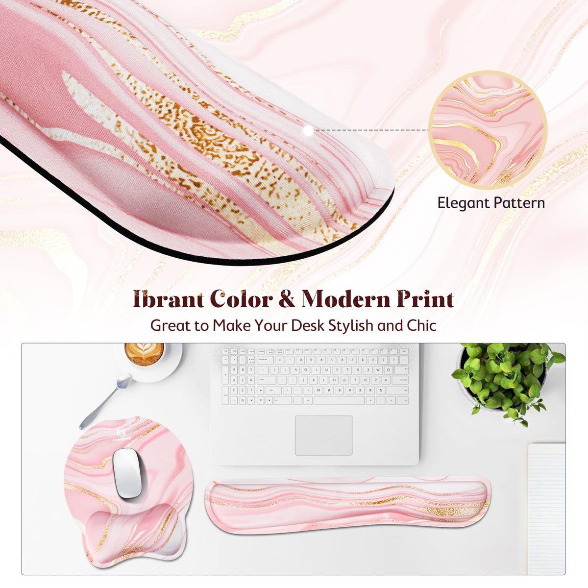 Gimars Ergonomic Mouse Pad Wrist Support, Upgrade Enlarge Superfine Fibre Soft Smooth Keyboard
