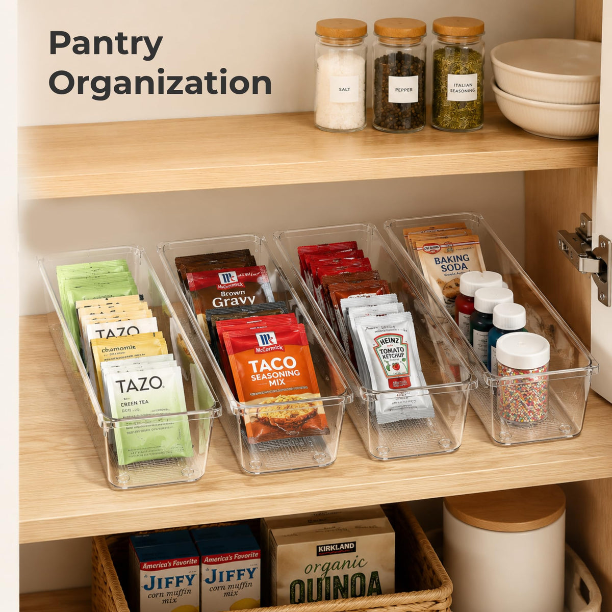 LotFancy 8 Pack Clear Plastic Drawer Organizer Bins, Small Item Organizers