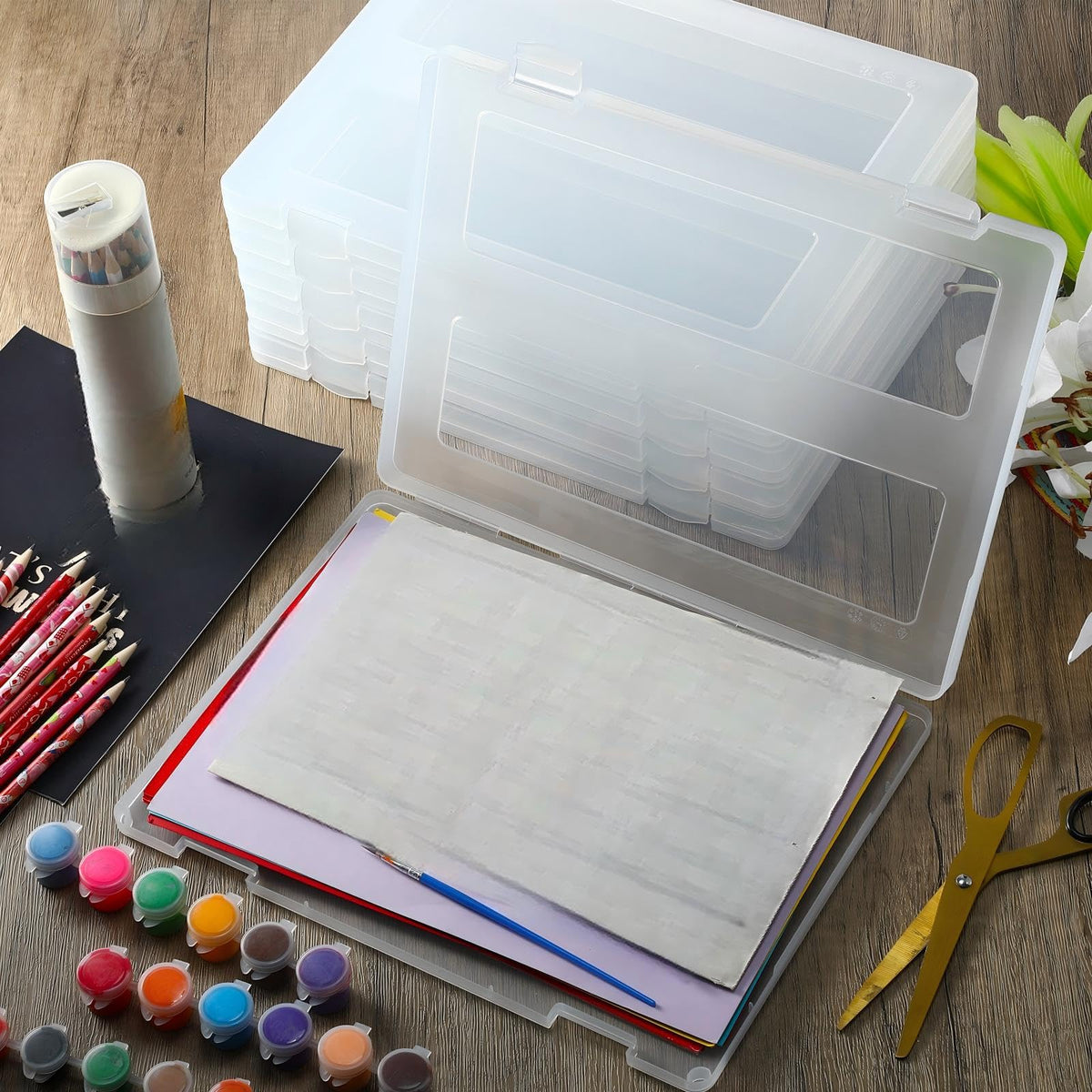 Outus 10 Pieces A4 File Box Paper Photo Storage Box Document Organizer