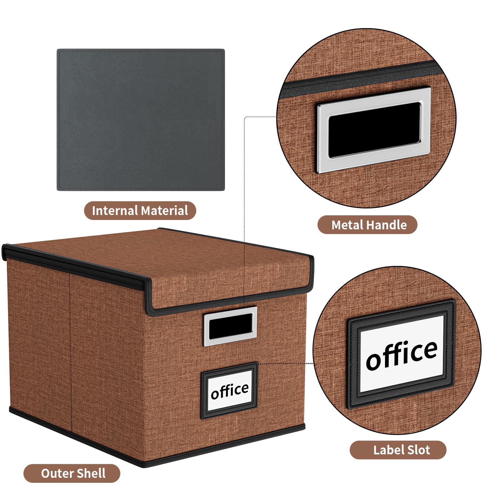 Huolewa Upgrade Portable File Organizer Box with Lid,Large Linen Hanging Office Document Storage