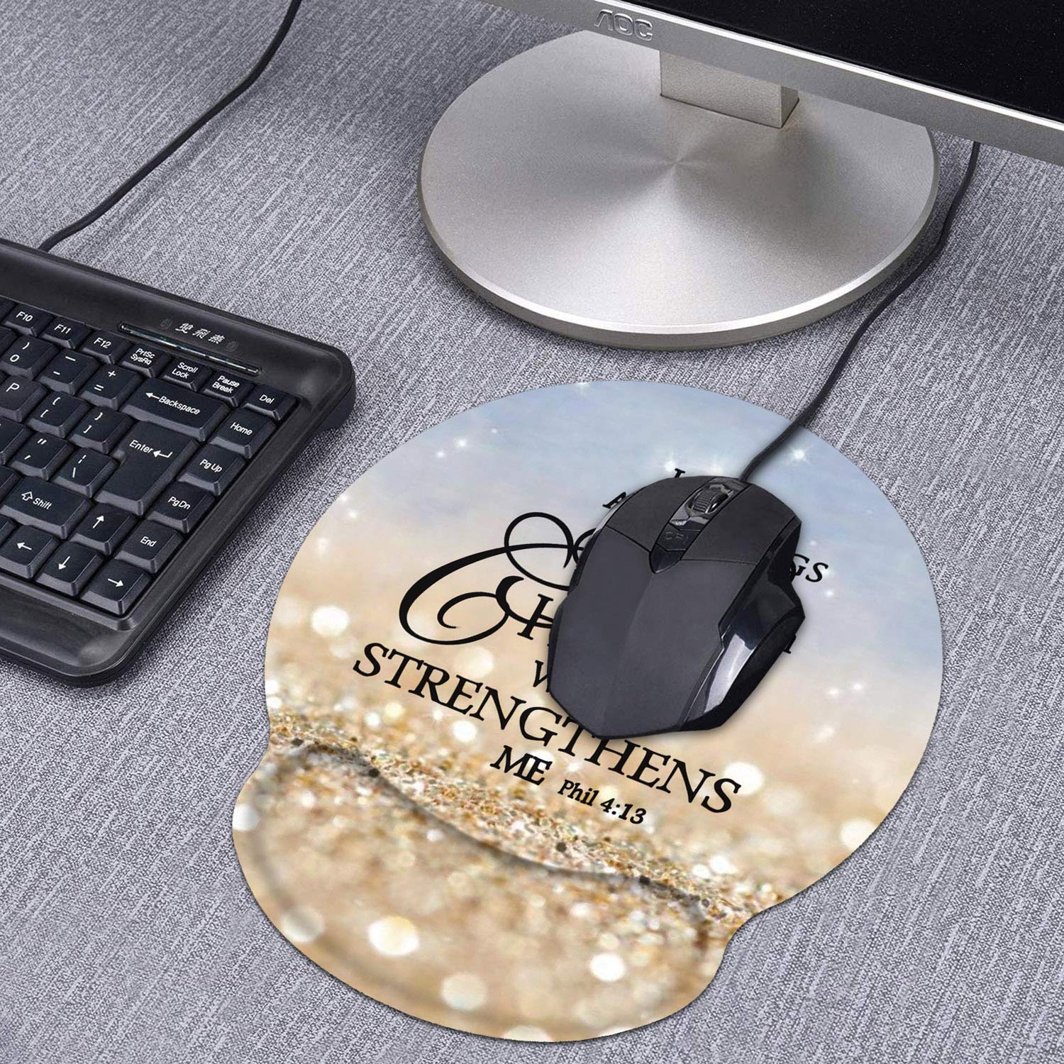 Ergonomic Mouse Pad Wrist Support and Coasters Set, Cute Wrist Rest Pad with Non-Slip PU Base for