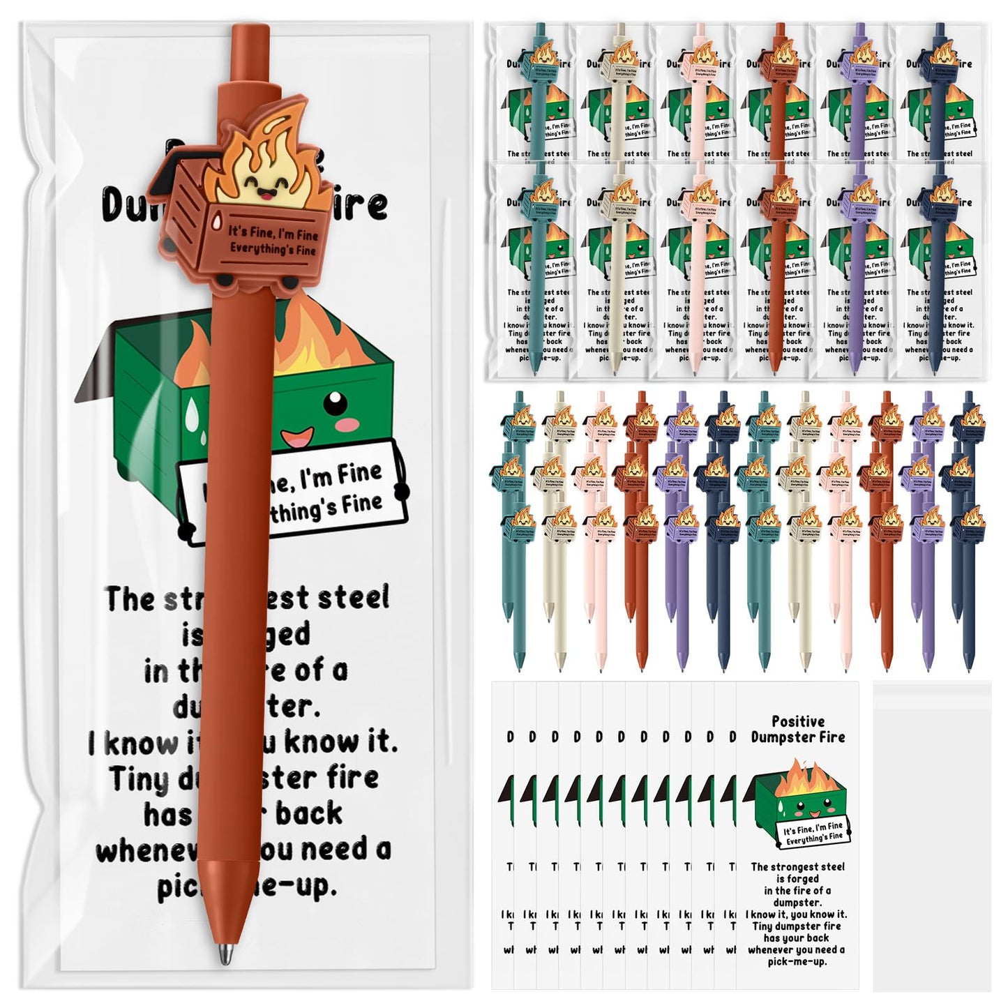 Sayglossy 102 Sets Dumpster Fire Pens Gift Desk Accessories Funny Work Pen