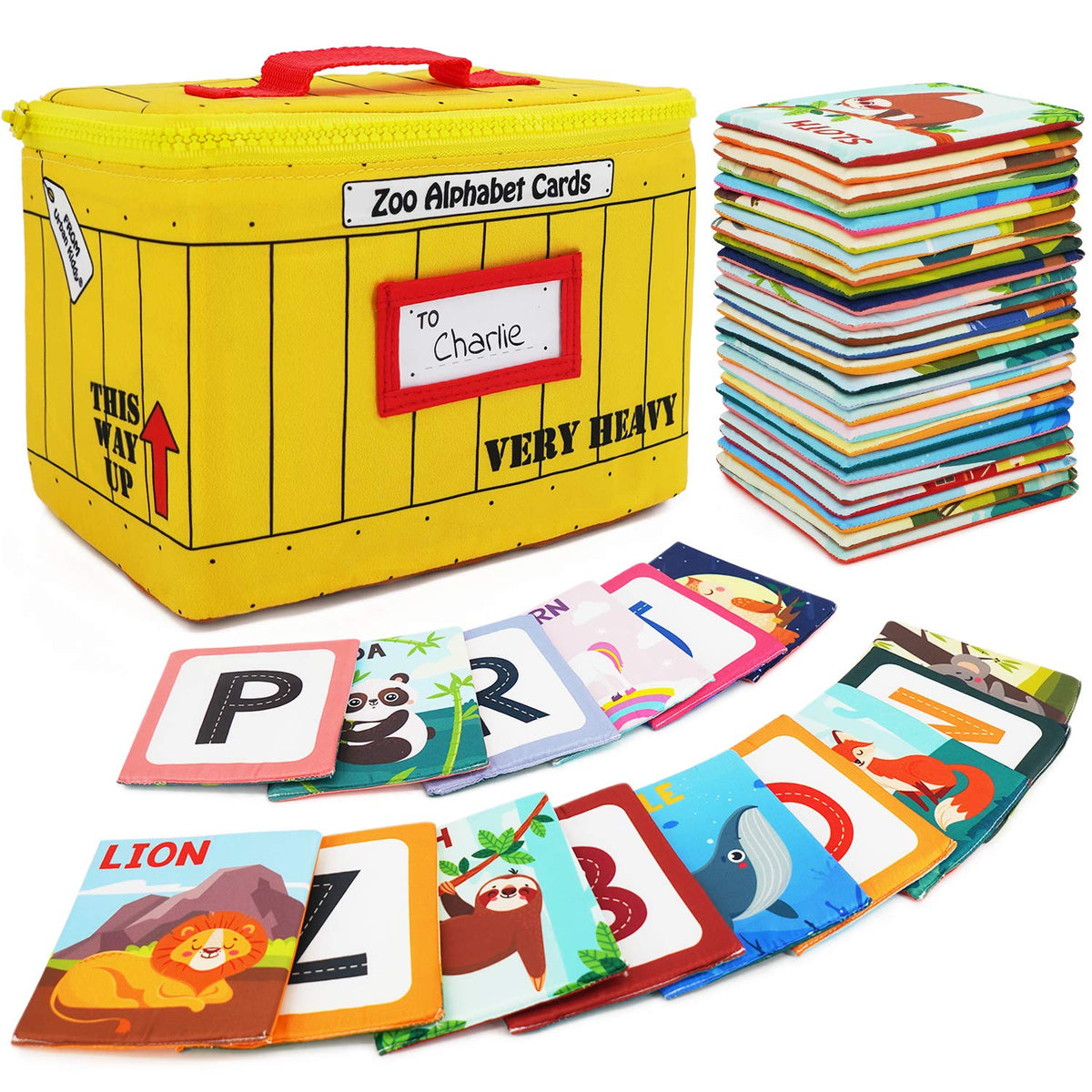 Urban Kiddy Zoo Alphabet Cards | Soft Alphabet Flash Cards, Educational Early Learning Infant Toys