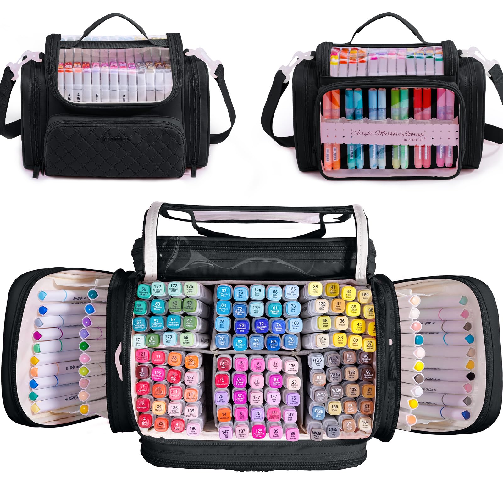 Large Marker Organizer Case for Up to 300 Markers, Marker Storage Bag