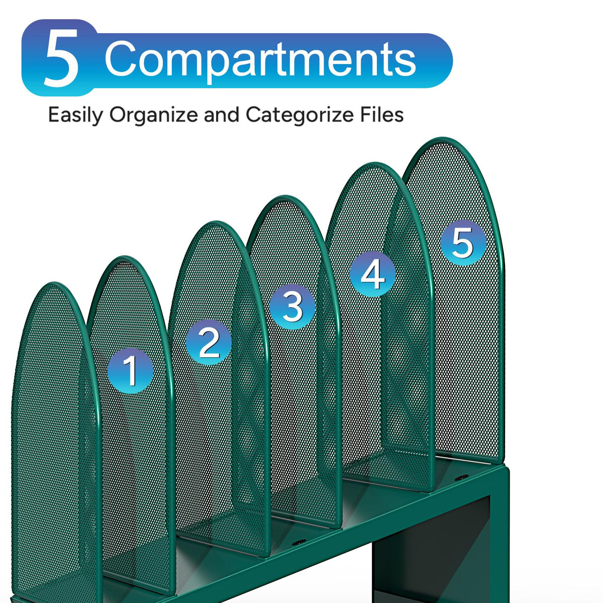 gianotter Desktop File Organizer with 5 Compartments