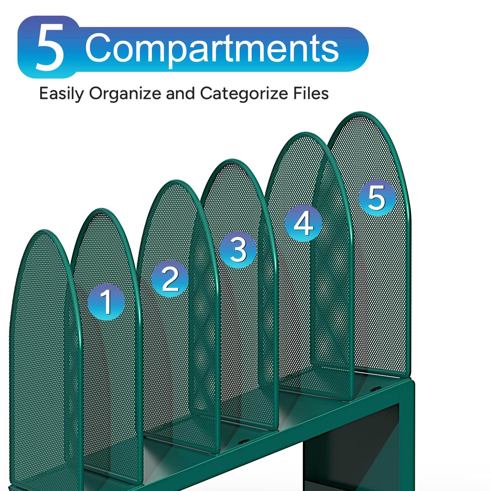 gianotter Desktop File Organizer with 5 Compartments