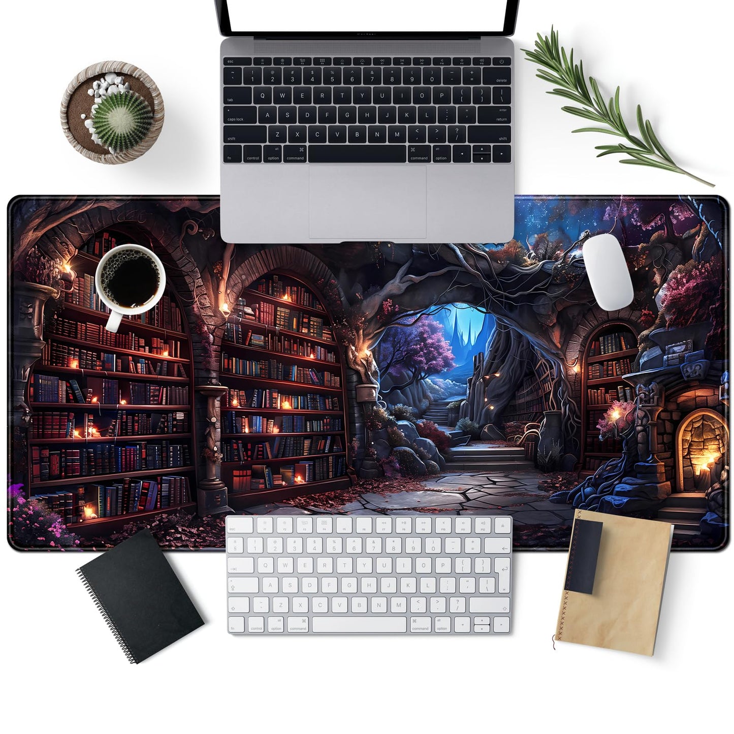Enchanted Mystic Archive Library Desk Mat Large Mouse Pad Aesthetic Keyboard Pad Extended Gaming