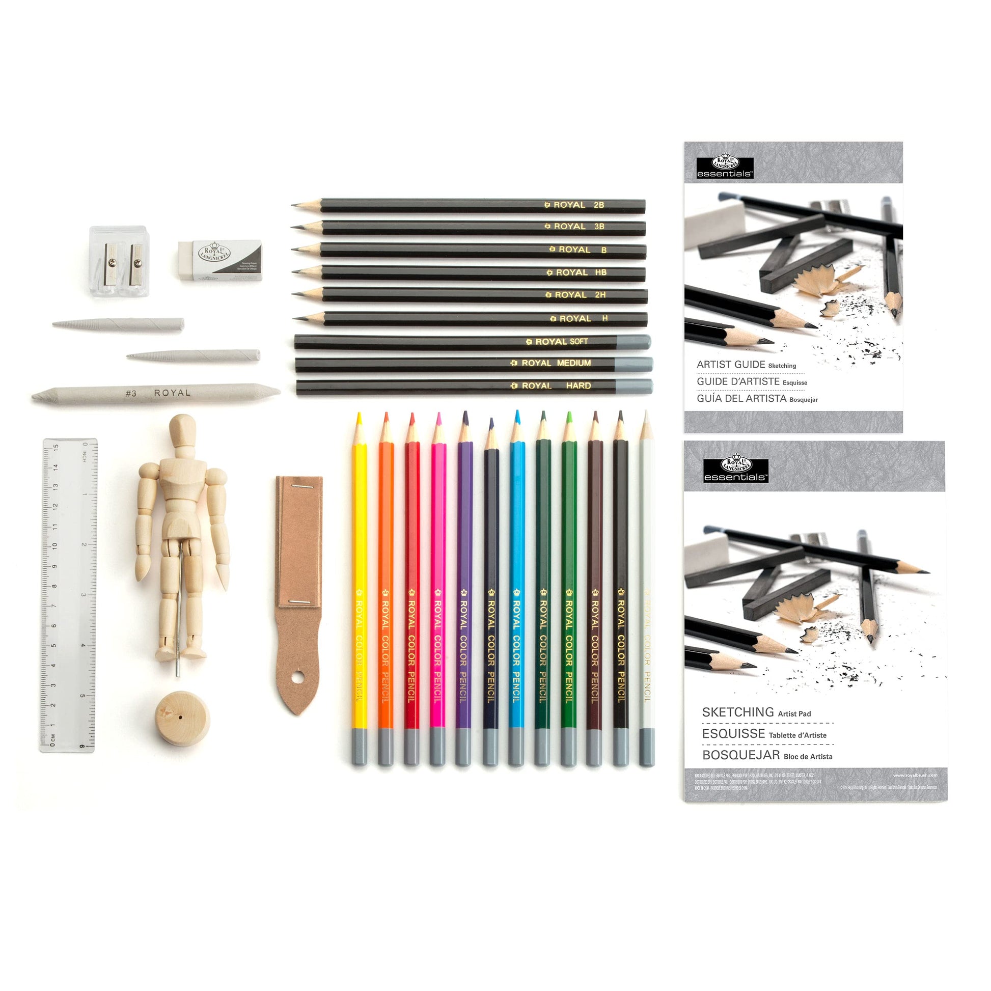 Royal Brush Essentials Art Sketching and Drawing Artist Set for Beginners, Multicolor, 32 Pieces (1