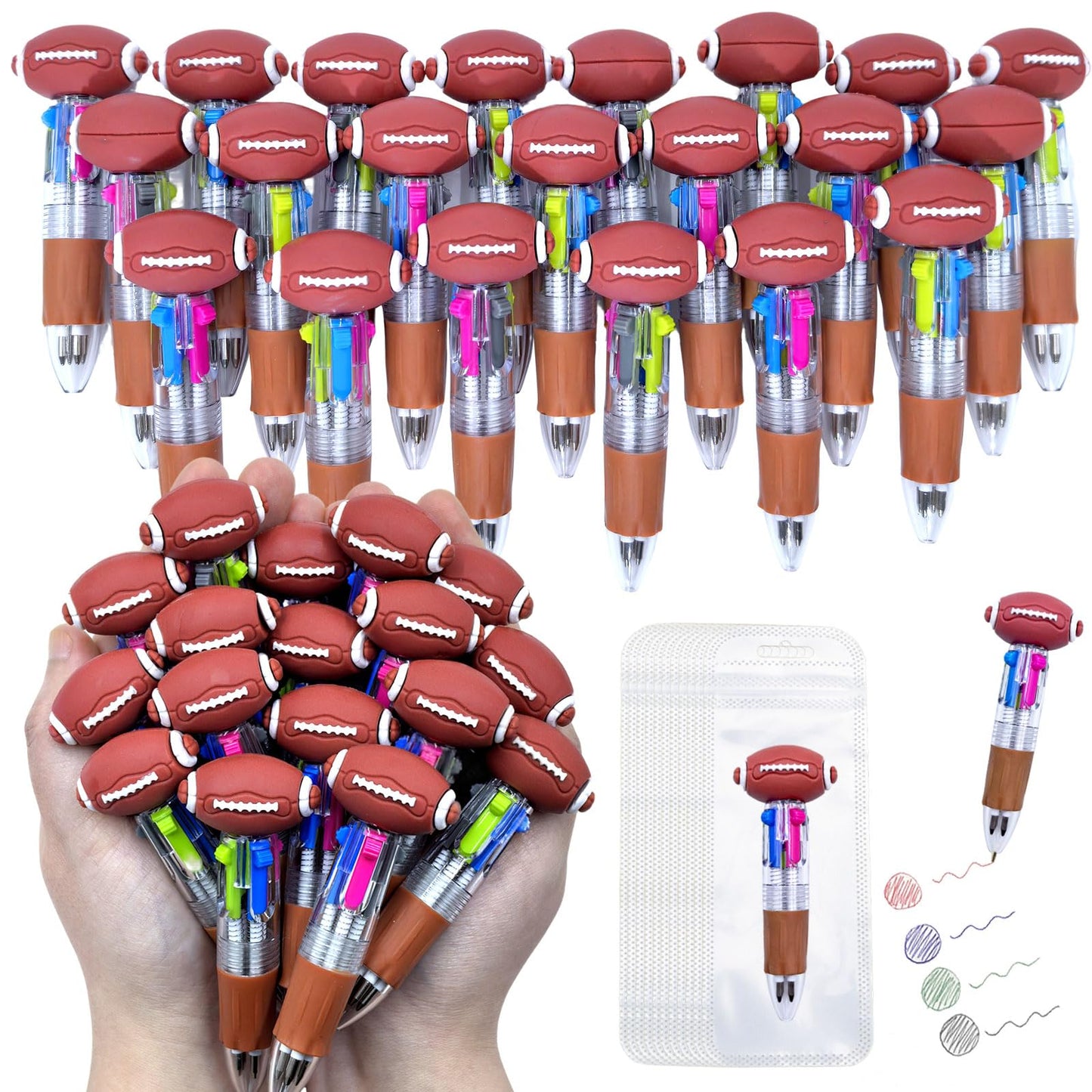 TOEMUR 100 PCS Multicolor Pen Set – 50 Cute Pens Bulk with 50 Pen Bags, Fun Pens for Party Favors