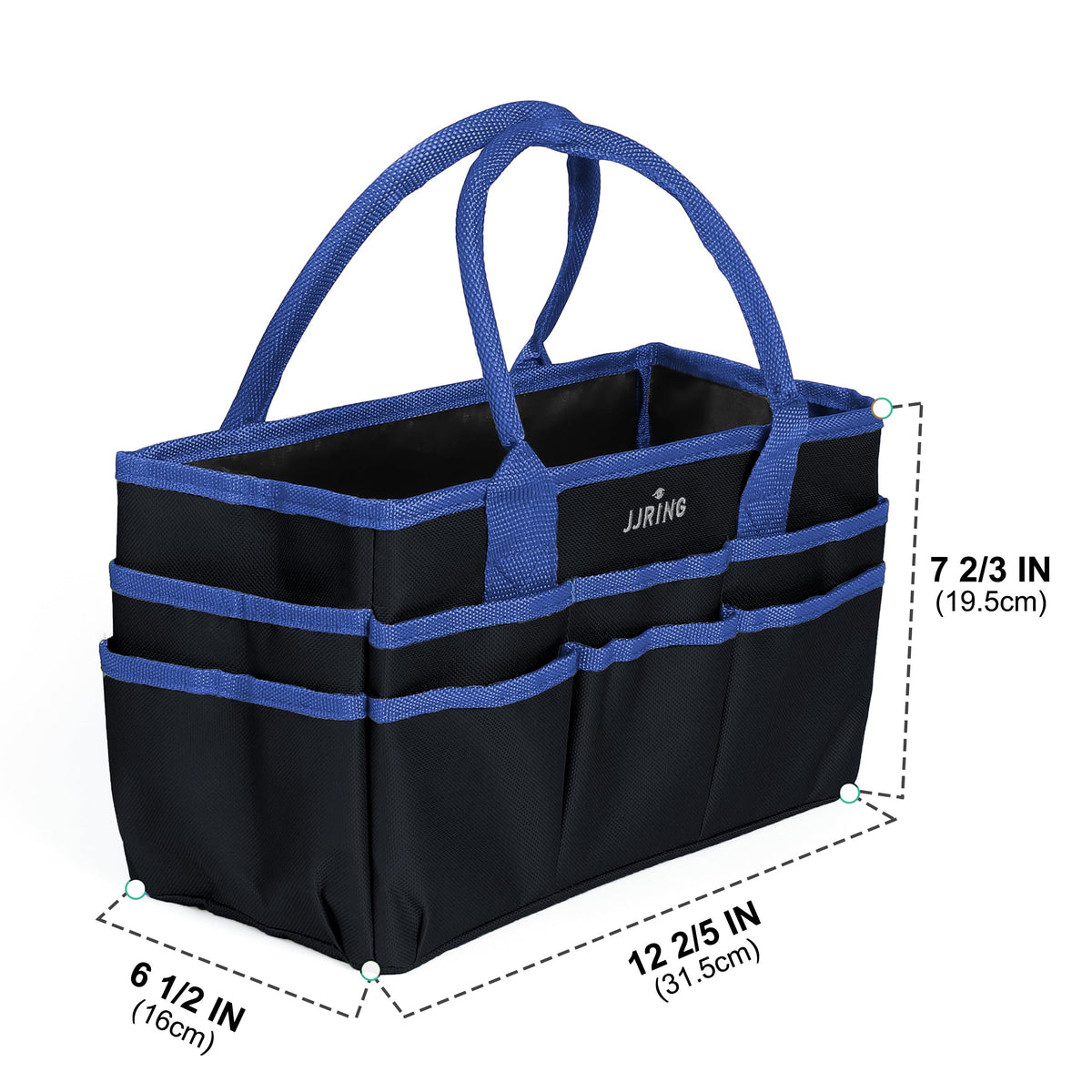 JJRING 600D Nylon Craft & Art Organizer Tote Bag With Pockets, Blue