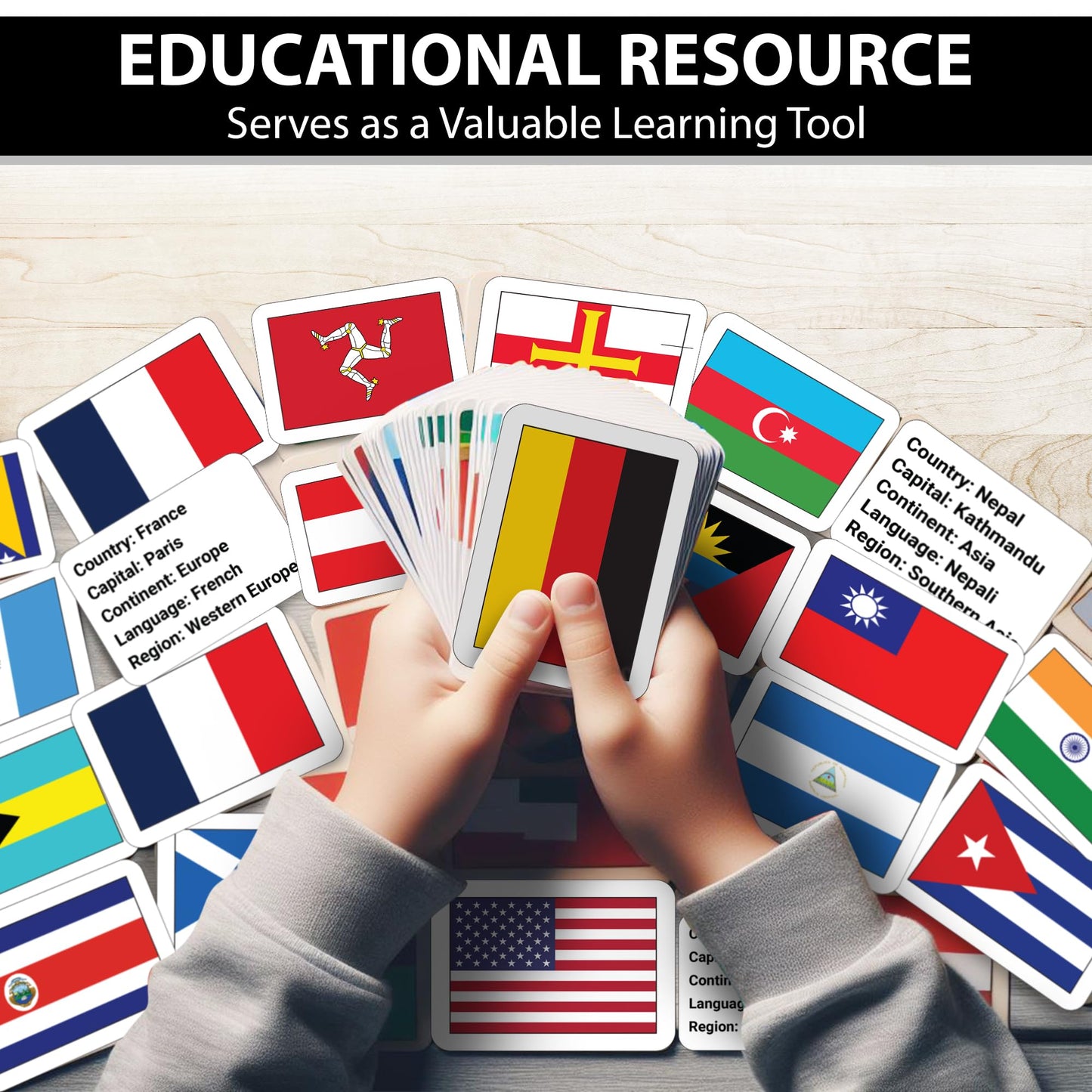 Zastic! 264 World Country Flags Flashcards - Capital, Languages & Continent