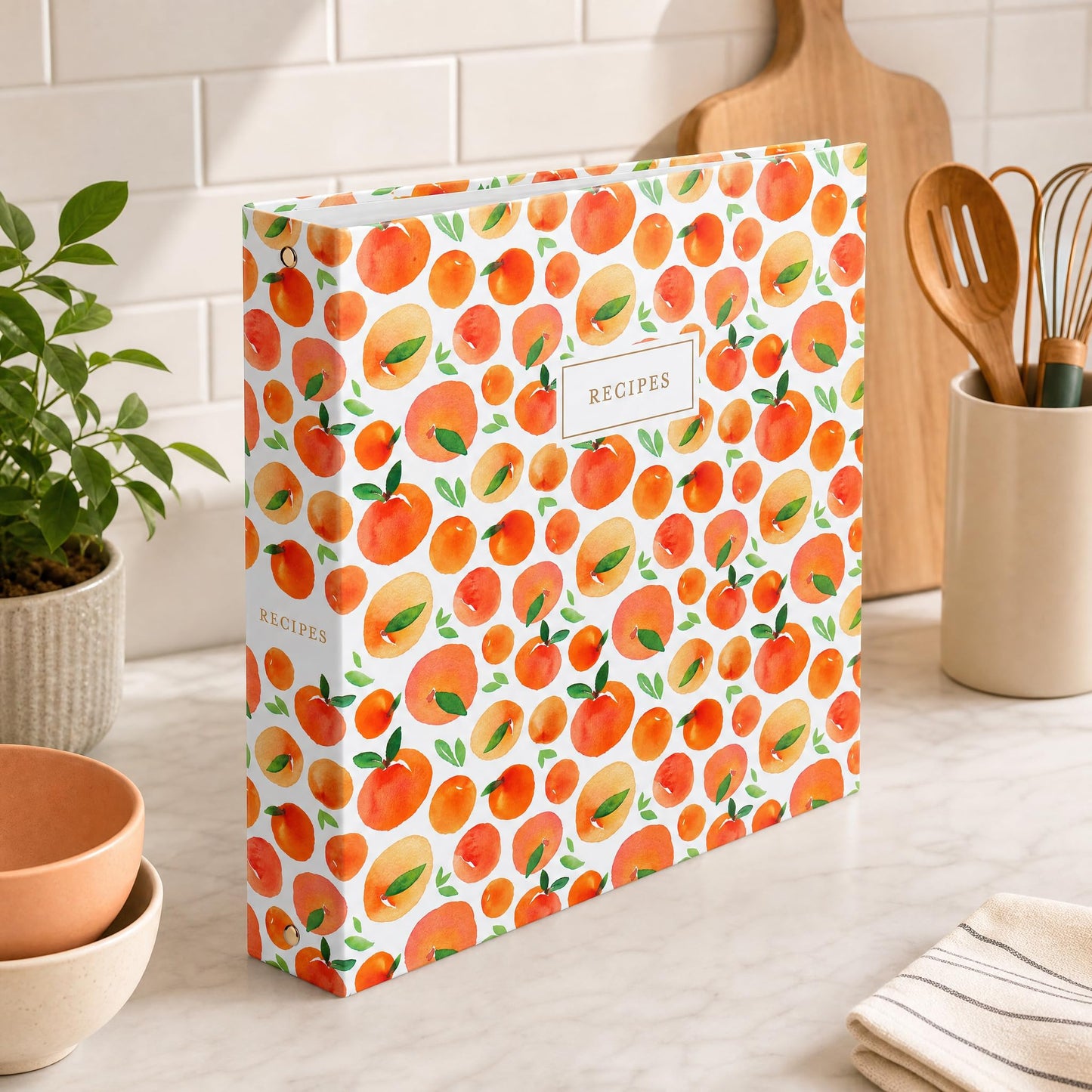 Jot & Mark Recipe Binder 8.5x11 | Spill-Proof Sleeves | Peach Dream