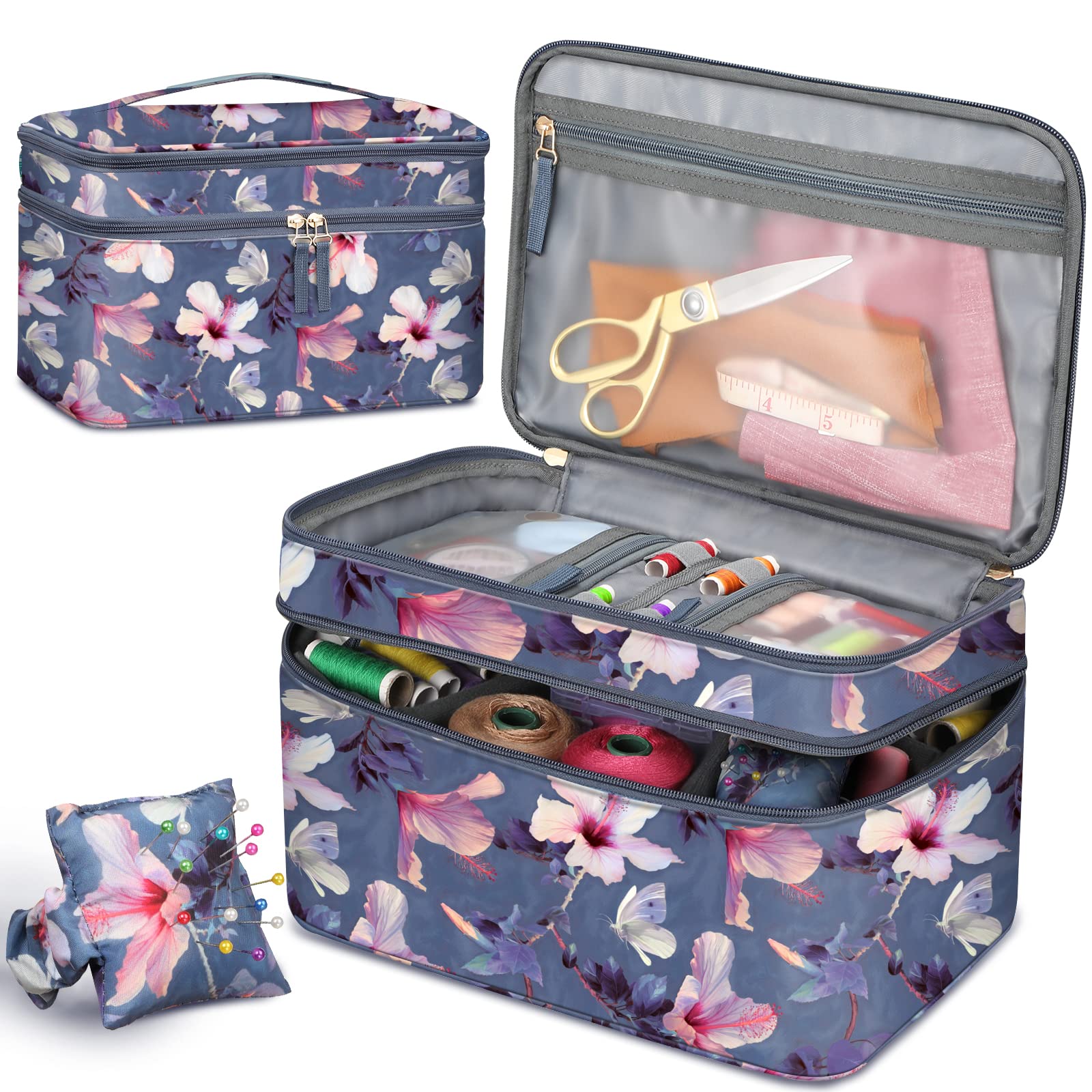 FINPAC Double-Layer Sewing Accessories Storage and Organizer Case Bag