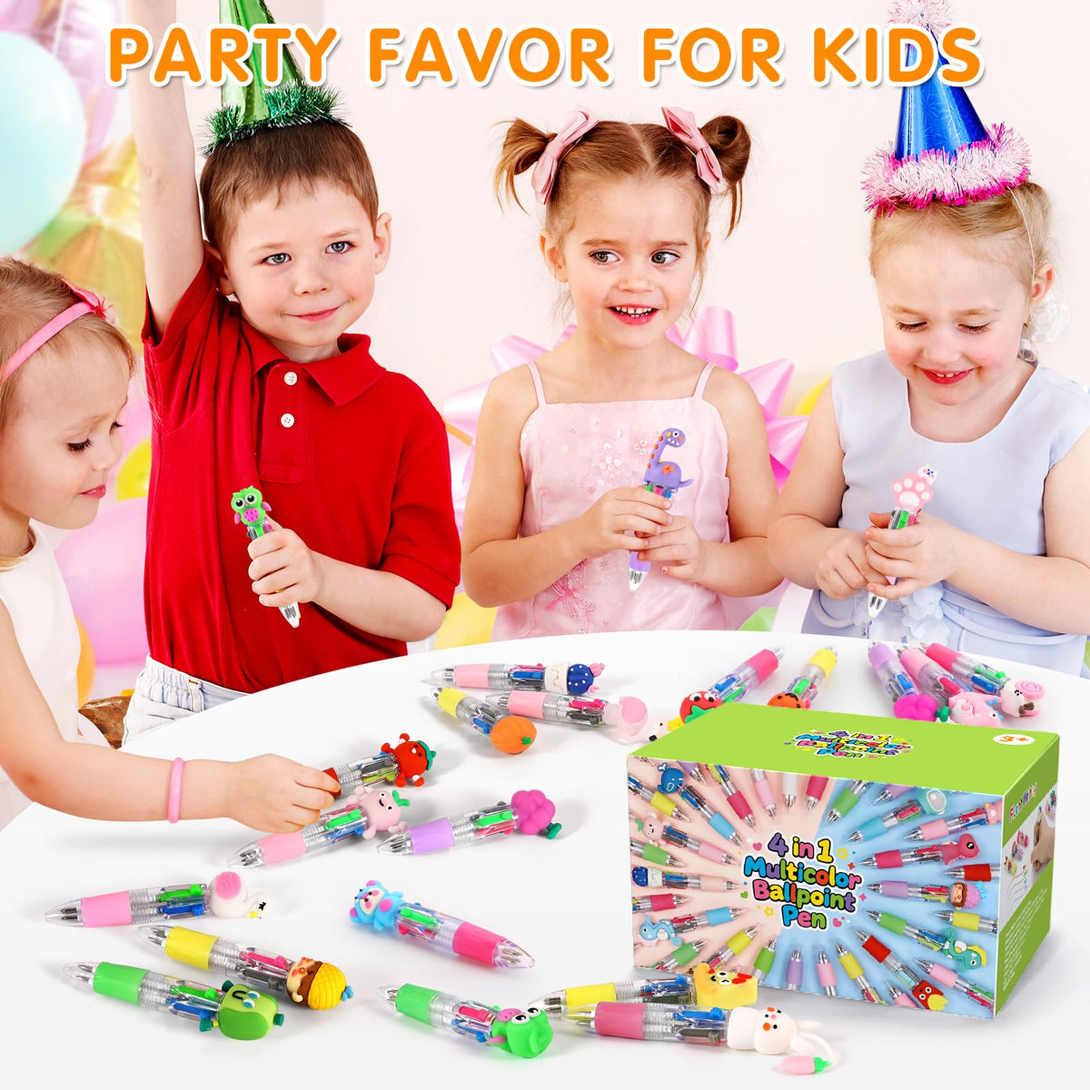 100Pcs 4-in-1 Multicolor Pens Bulk, Student Gifts and Treasure Box Prizes
