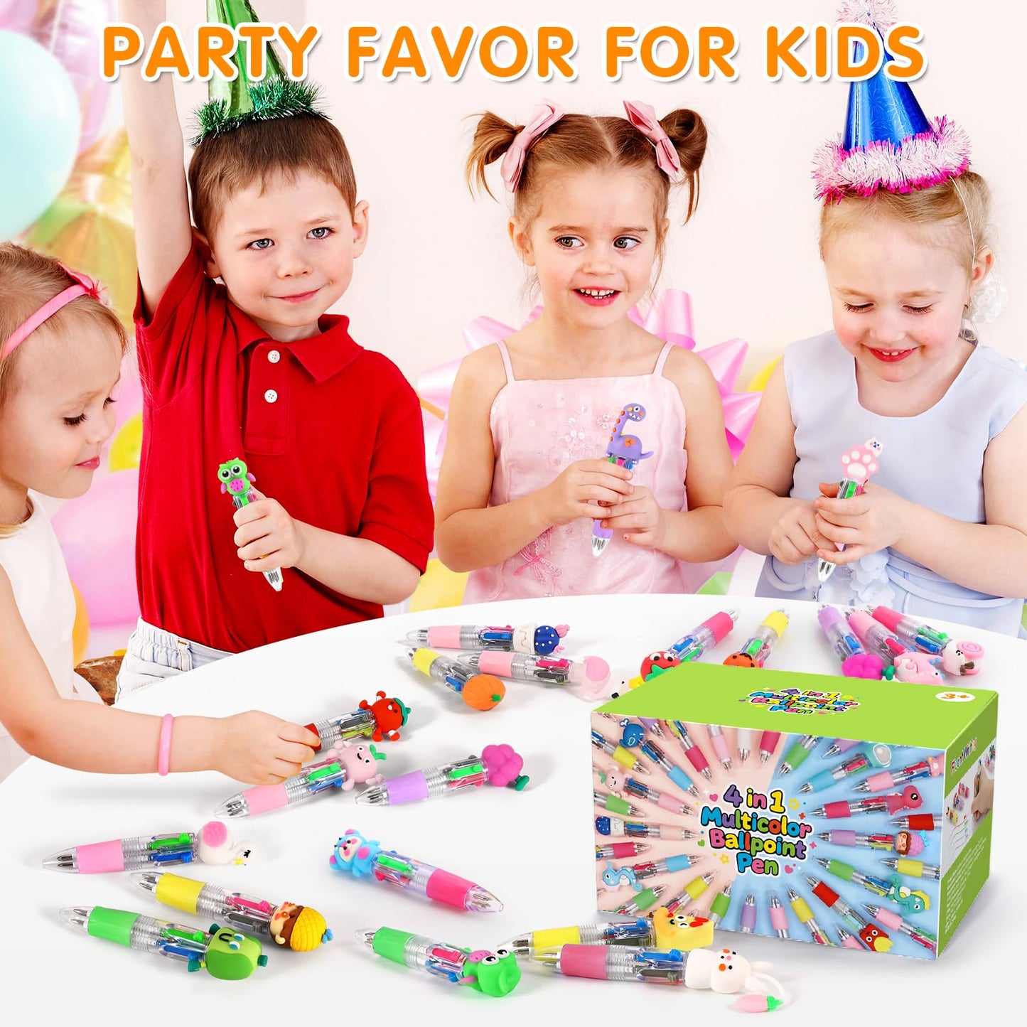 60Pcs Multicolor 4-in-1 Pens for Classroom Prizes, Teacher School Supplies