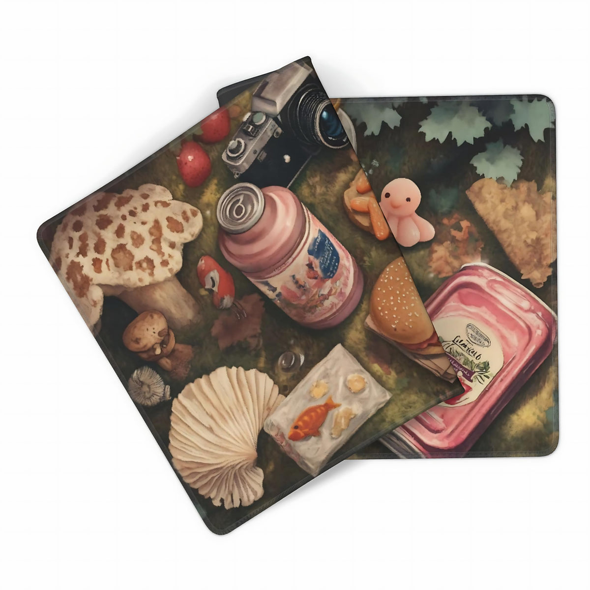 Cute Aesthetic Party Gaming Mouse Pad, Green Pink Cottagecore Desk Mat with Anti-Slip Base &