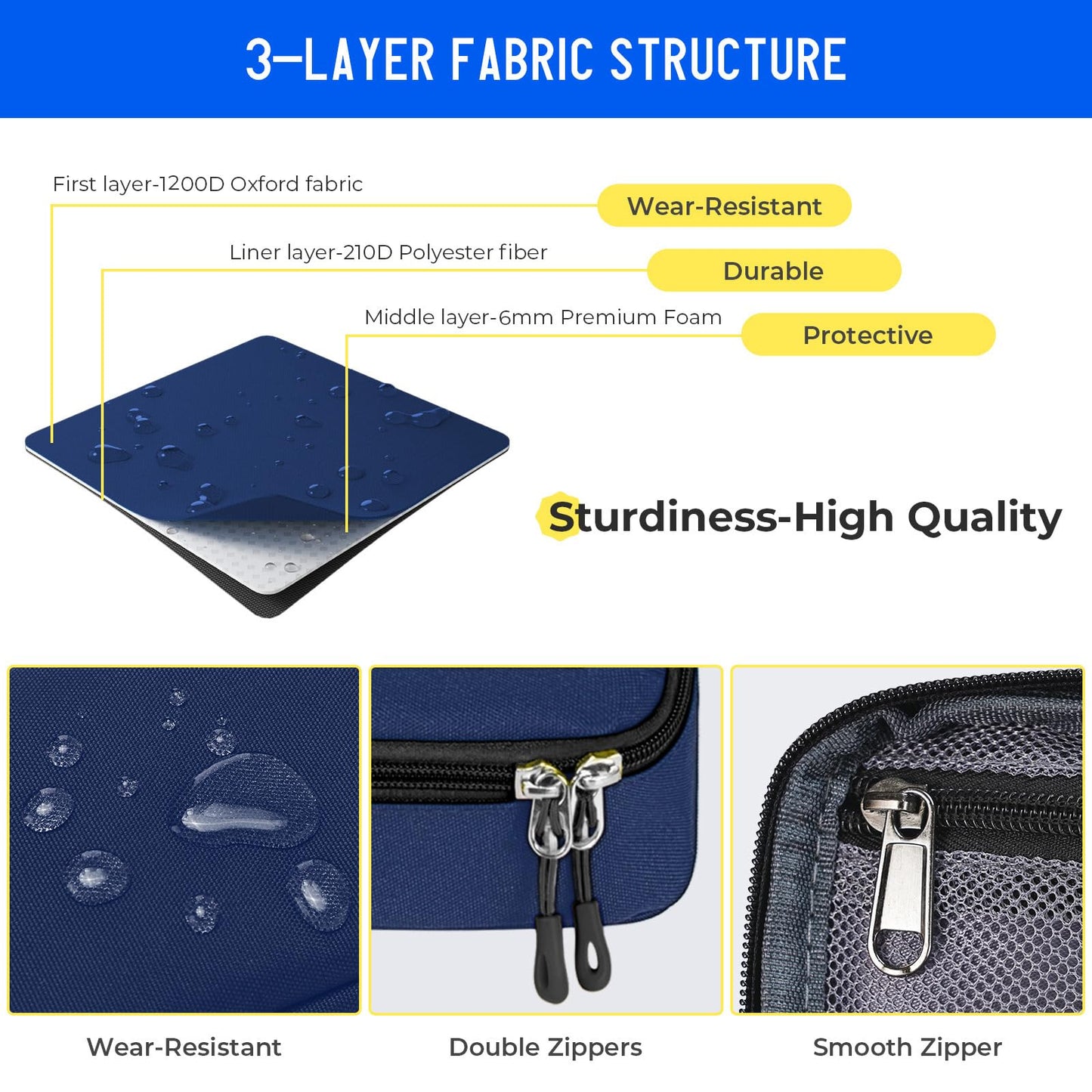 ECHSRT Large Capacity Pencil Case with Hidden Pocket, 1200D Oxford Fabric Zipper Pencil Pouch with
