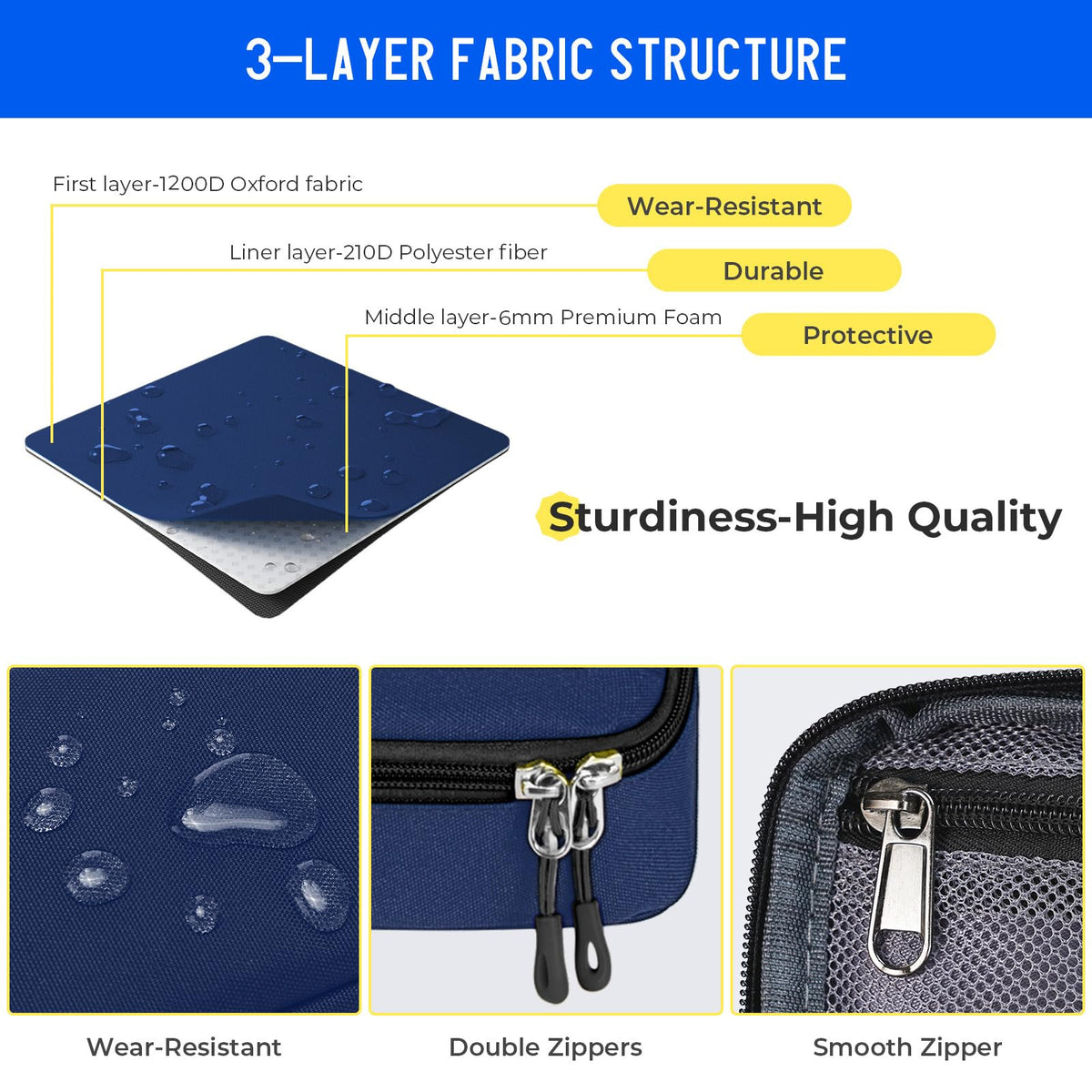 ECHSRT Large Capacity Pencil Case with Hidden Pocket, 1200D Oxford Fabric Zipper Pencil Pouch with