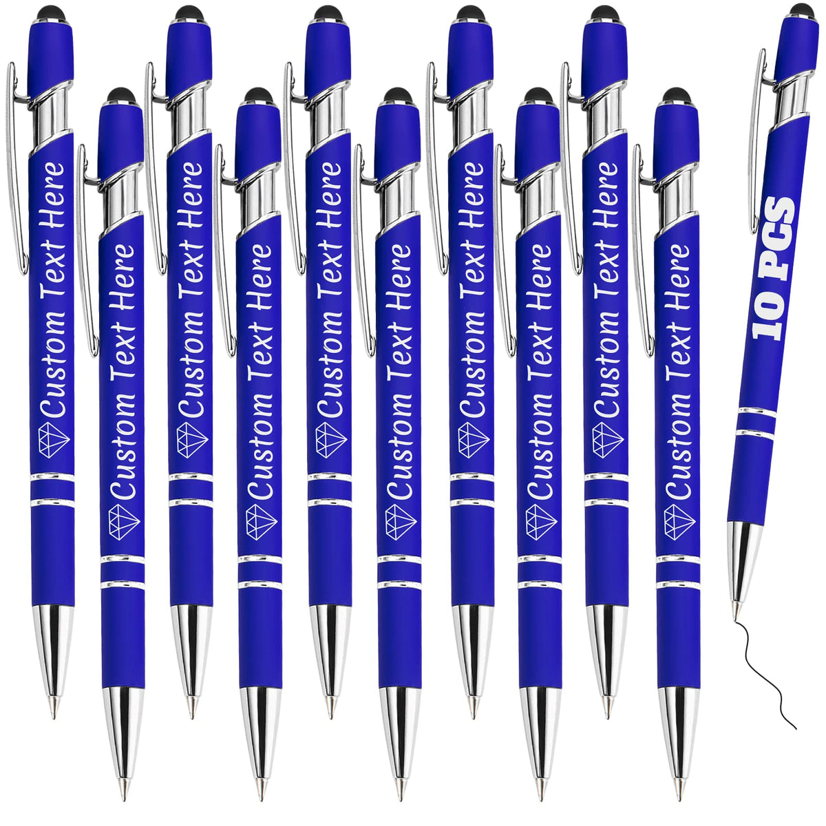 ABIsedrin Personalized Pens Bulk 10 with Name Custom Engraving Ballpoint Pens with Stylus Tip