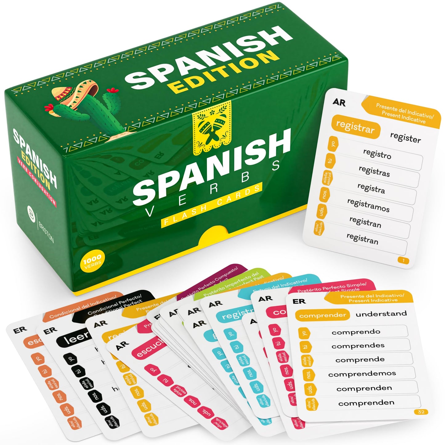 Spanish Verb Conjugation Flash Cards – 1,000 Verbs, 9 Tenses for Study