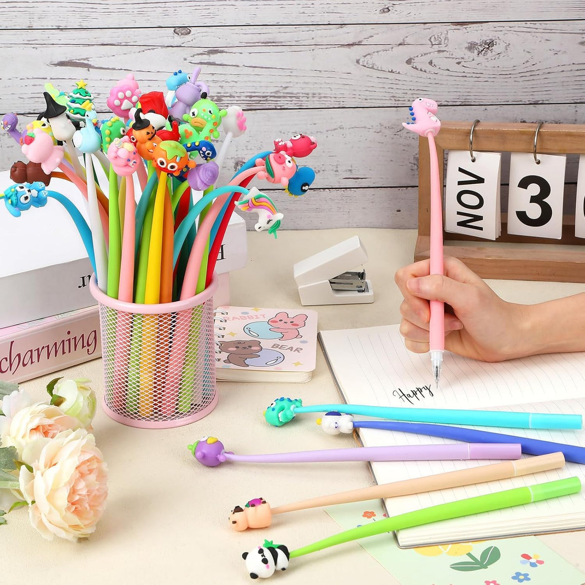 SANNIX 50Pcs Squishy Pens, Cute Fun Pens, Cartoon Bobblehead Pen