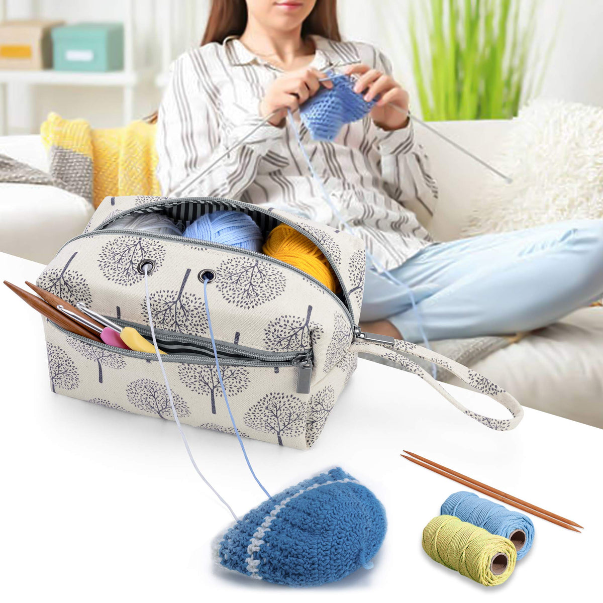 LUXJA Small Yarn Storage Bag for Yarn Skeins, Trees
