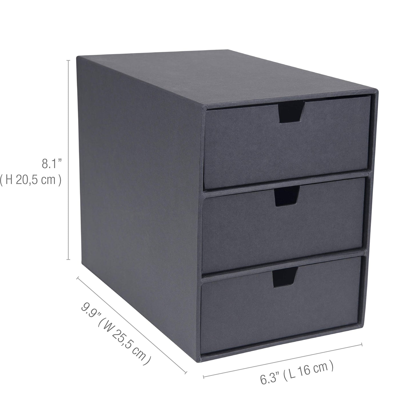 Bigso Ingrid 3-Drawer Fiberboard Desk Organizer for Office Supplies and Accessories - Stackable