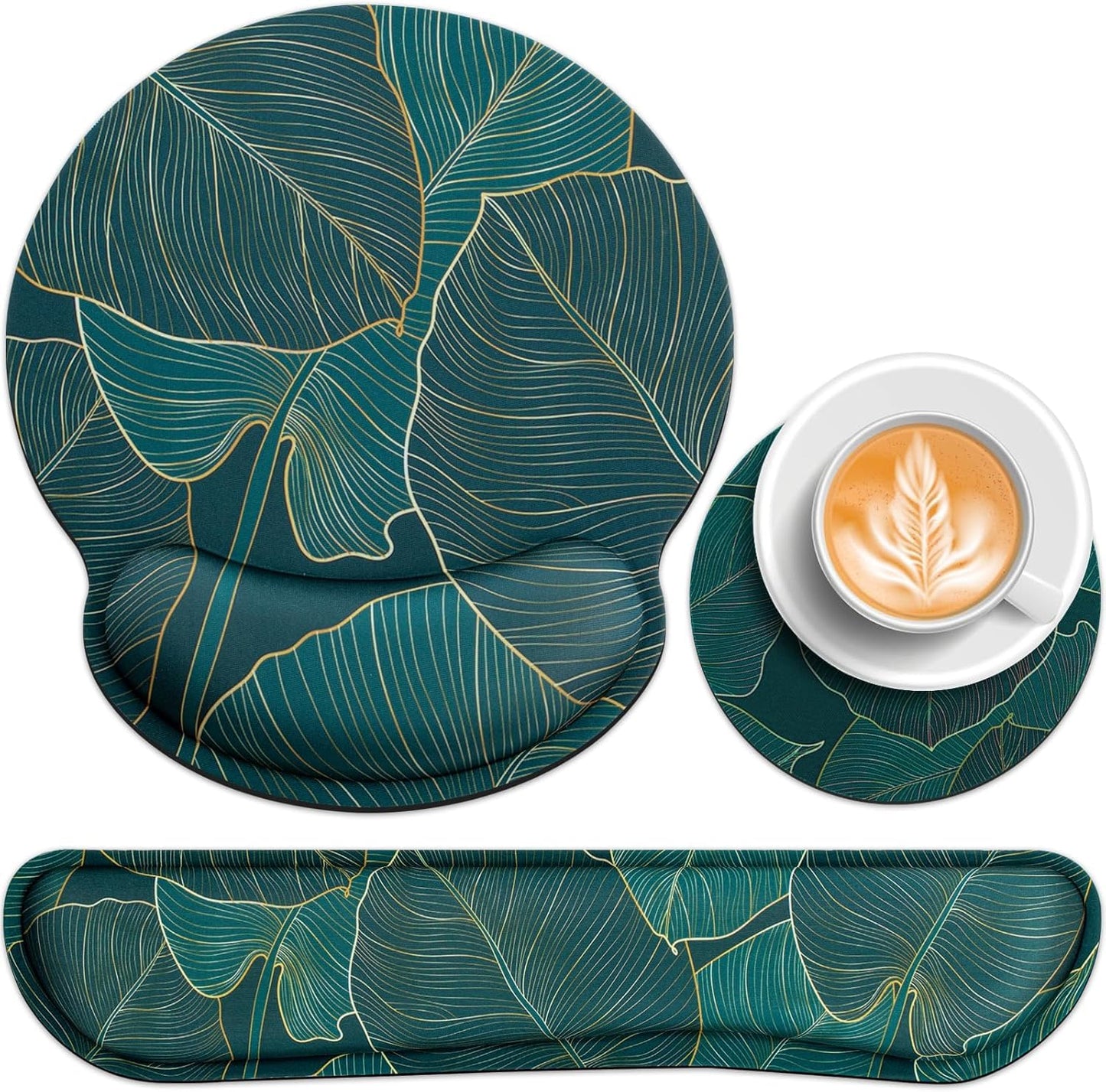 Mouse Pad with Wrist Rest Set, 3-in-1 Wrist Support Mousepad