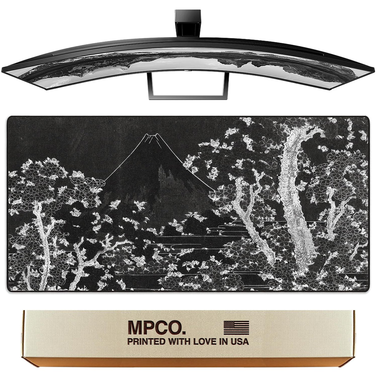 MPCO. Mount Fuji Large Gaming Desk Pad, 36" x 17" Duraglyde Fabric Desk Mat