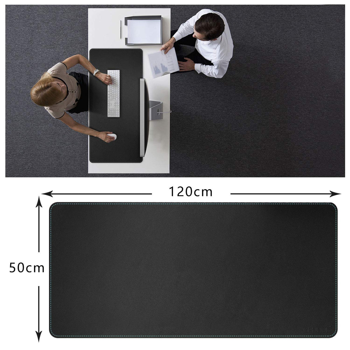 CENNBIE Leather Desk mat Protecter 47.2X19.6in Super Large(Black)