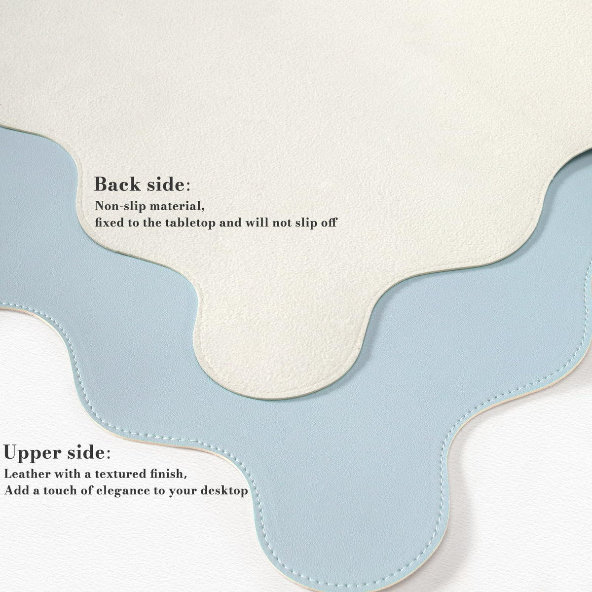 iCasso Blue Scalloped Mouse Mat, 35.4"x15.7" Computer Mat for Office