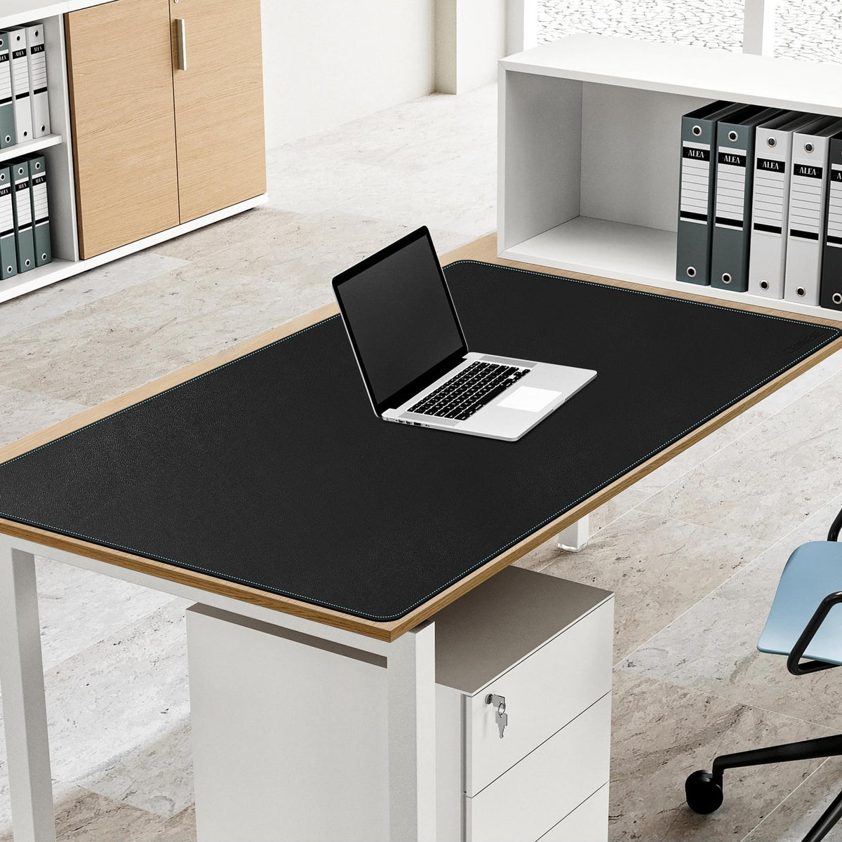 CENNBIE Leather Desk Mat Large, 43.6" x 23.6" Extended Mouse Pad (Black)
