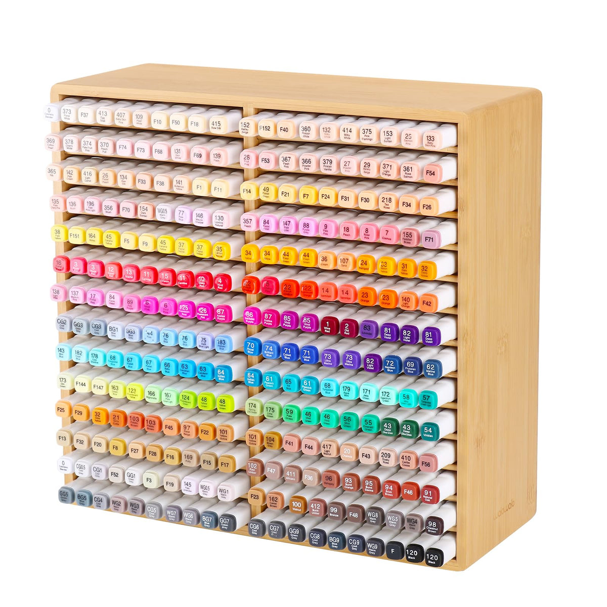 walowalo Bamboo Marker Organizer Markers 280pcs Markers Pen Holder Art Supply Pencil Storage