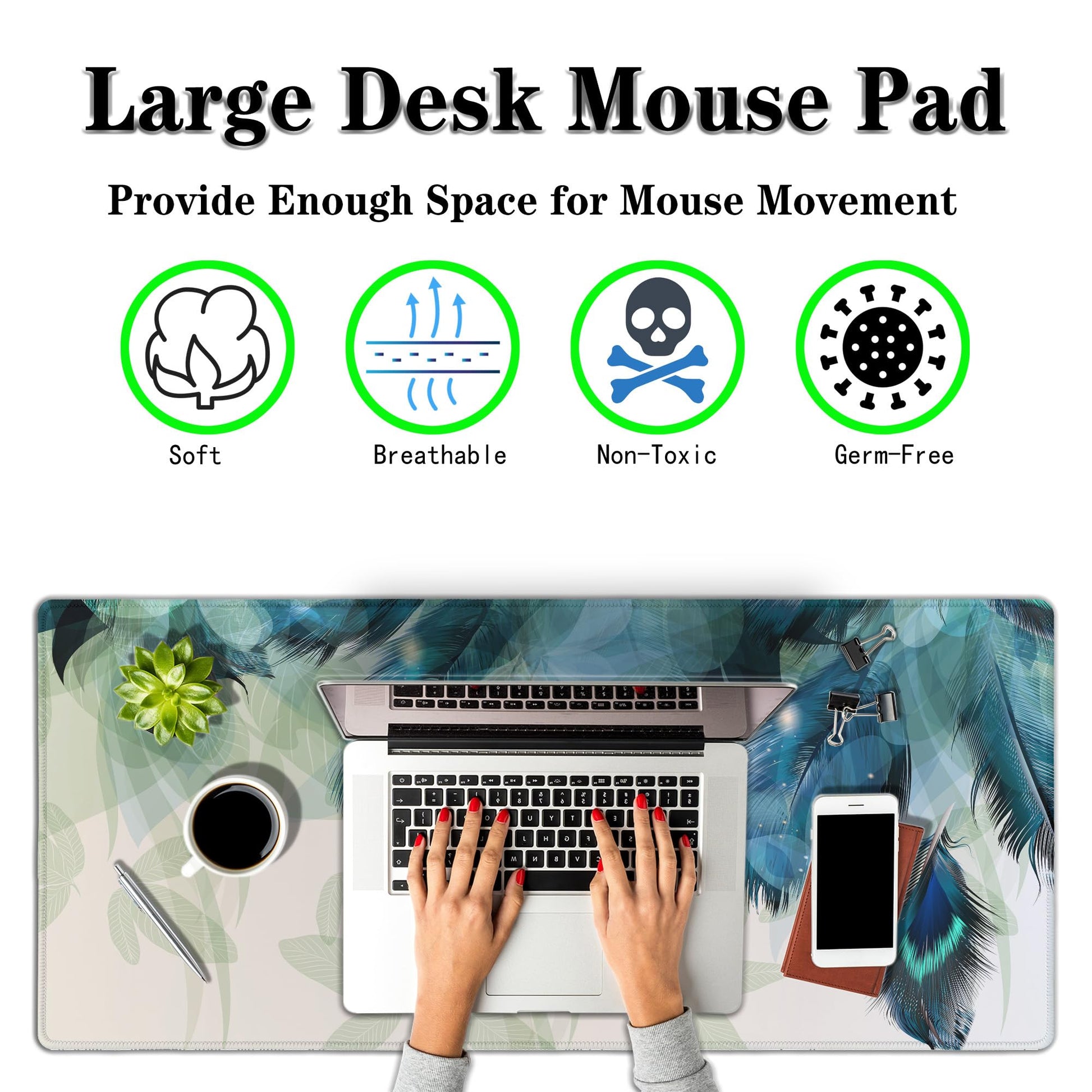 Samgula Gaming Mouse Pad Navy Desk Mat Large Desk Pads Mens Office Accessories Pad for Table