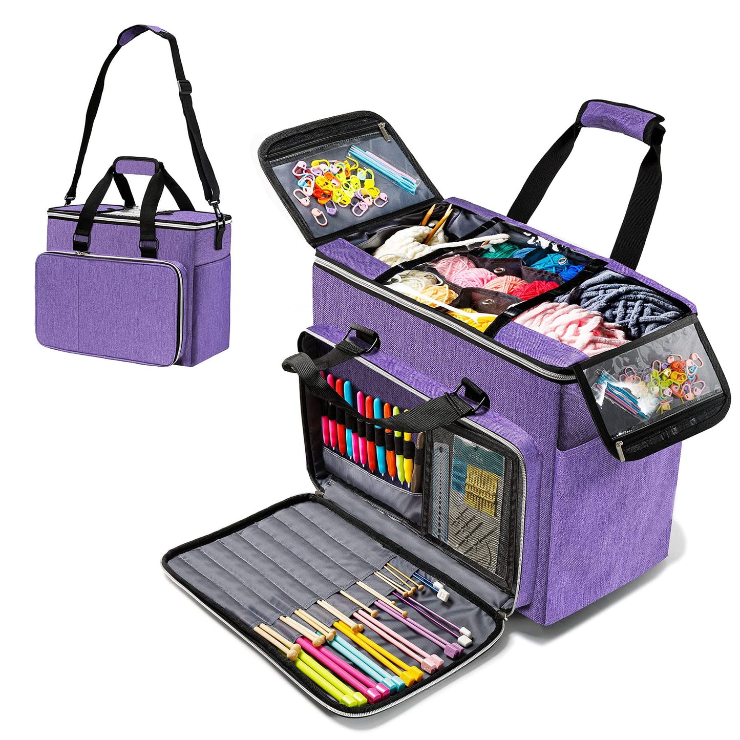 MYBAGZING Knitting & Crochet Bag, Large Yarn Storage Organizer