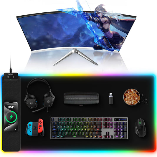 Mouse Pad with Wireless Charging, 31.5" x 15.75" XXL Large Desk Mat