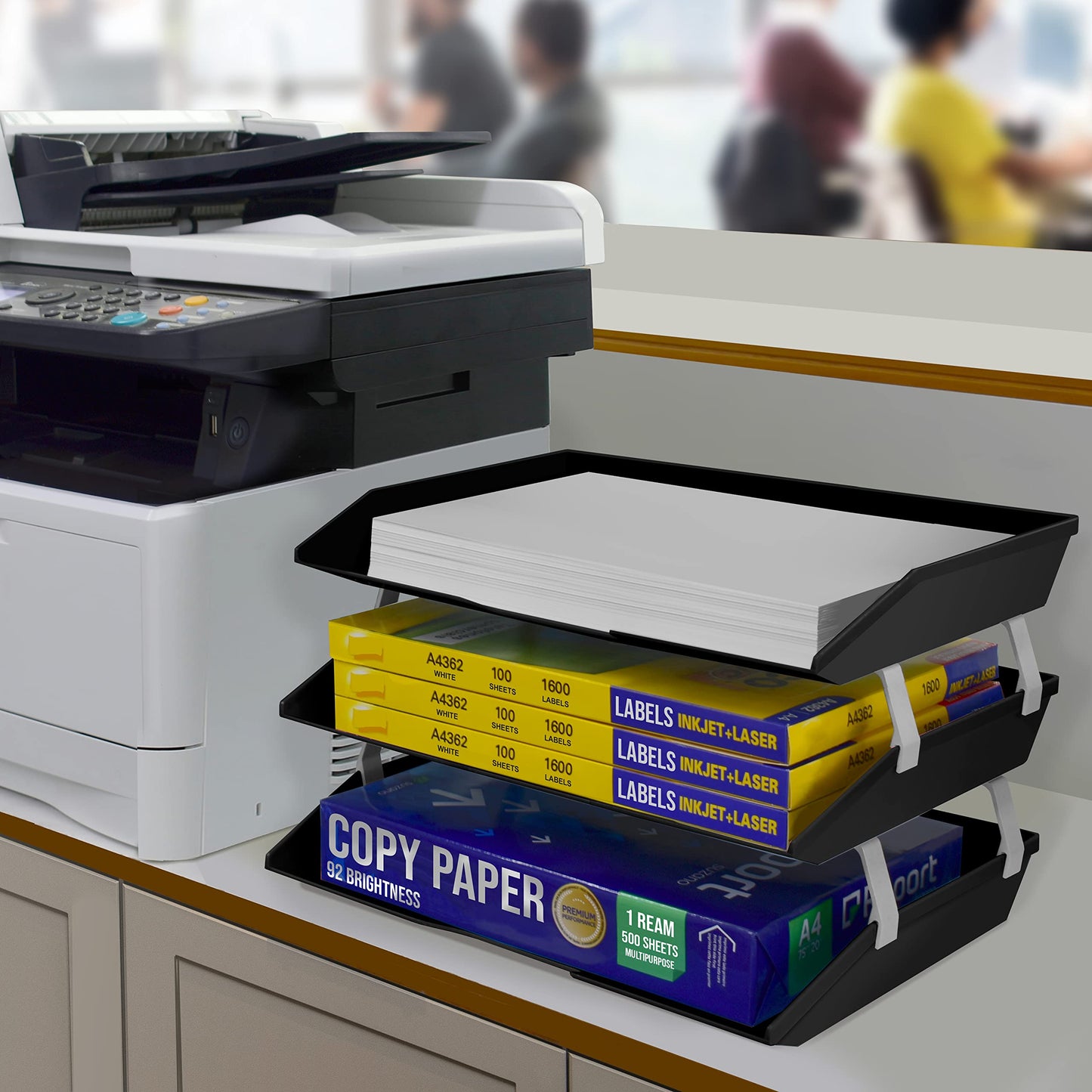 Acrimet Facility 3 Tier Letter Tray, Side Load, Letter Size/A4, Desktop File Organizer, Plastic
