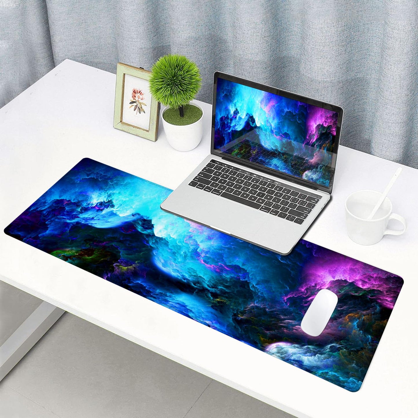 SANWUMIAN Gaming Mouse Pad, Large Non-Slip Rubber Base Mousepad, Keyboard Mouse Mat, Desk Pad with