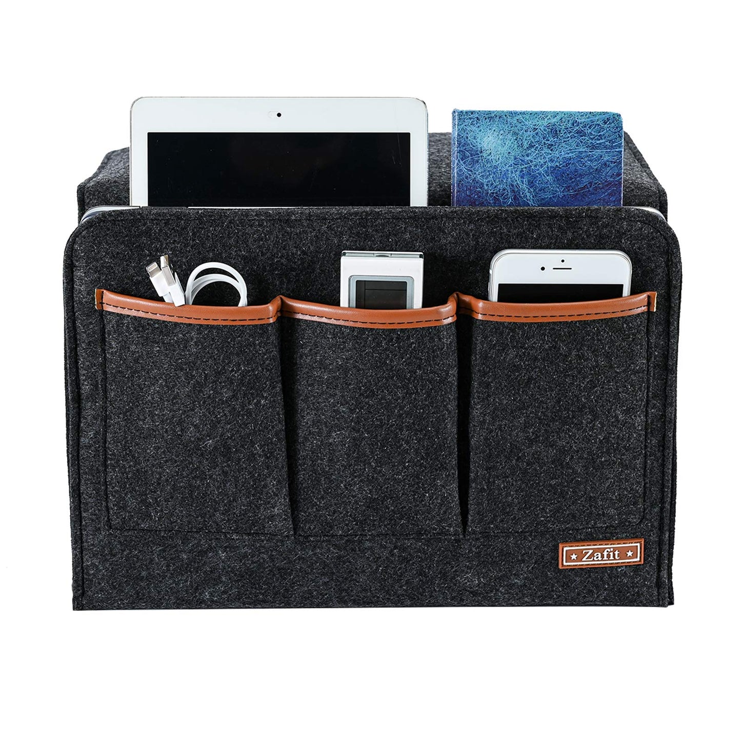 Zafit Bedside Caddy, Large Size Storage Organizer with 6 Pockets for Magazine, Remotes, Phone