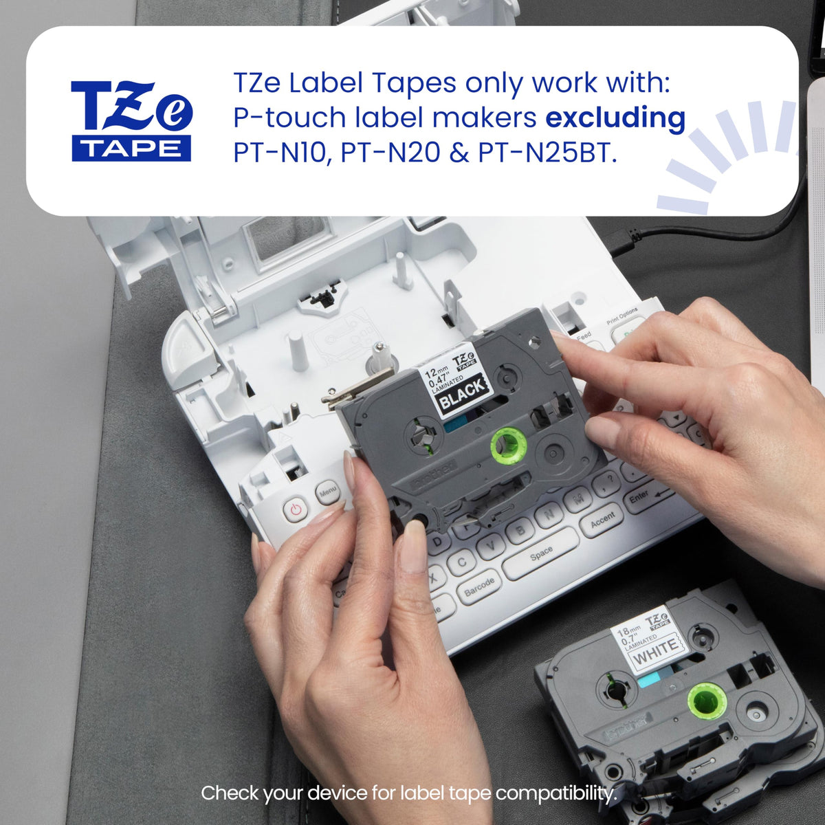 Brother Genuine P-Touch TZe Red Print on White Label Tape (TZe232), Laminated,1/2in x 26.2ft (12mm