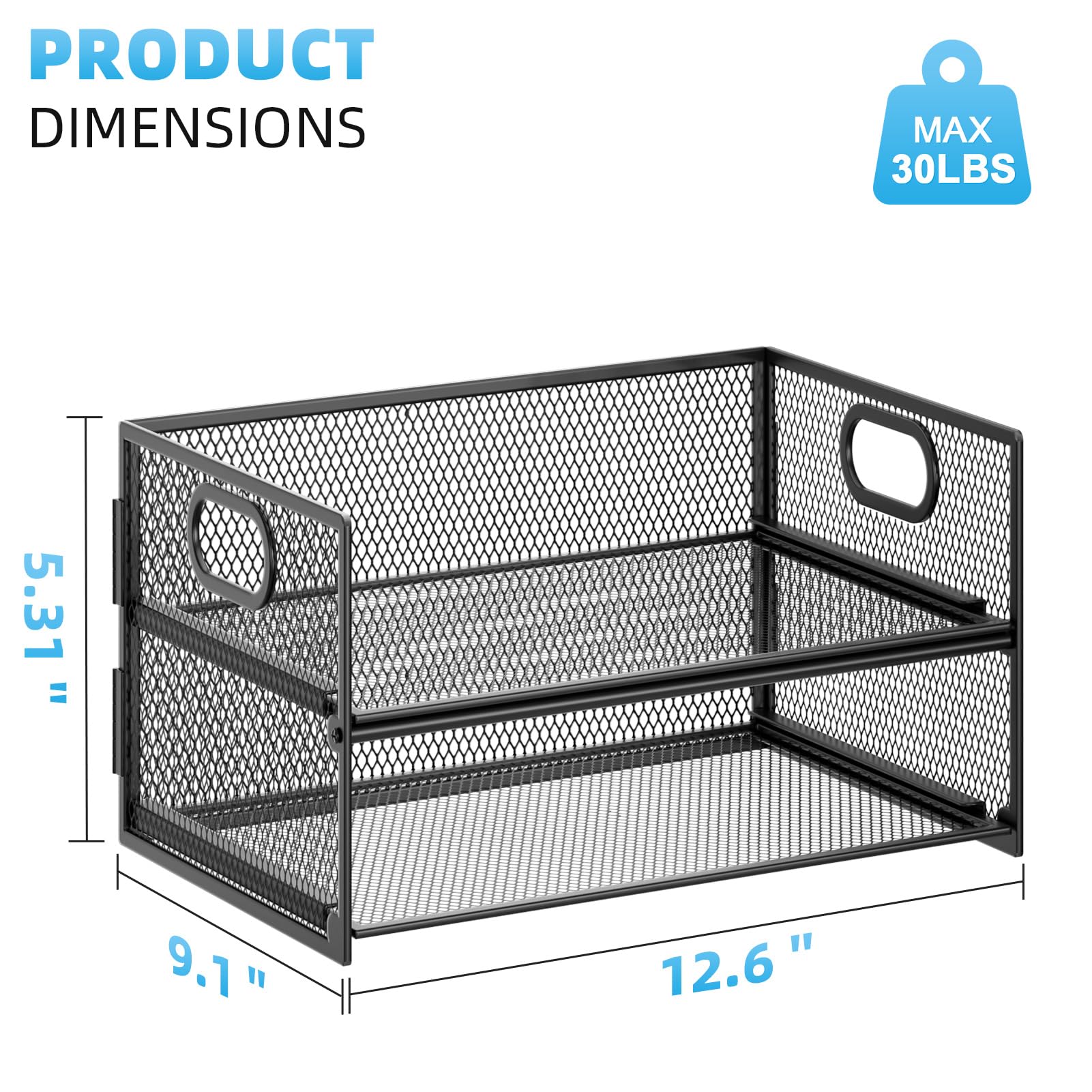 Marbrasse 2 Tier Paper Organizer Letter Tray, Mesh File Organizer with Handle, Paper Sorter Desk
