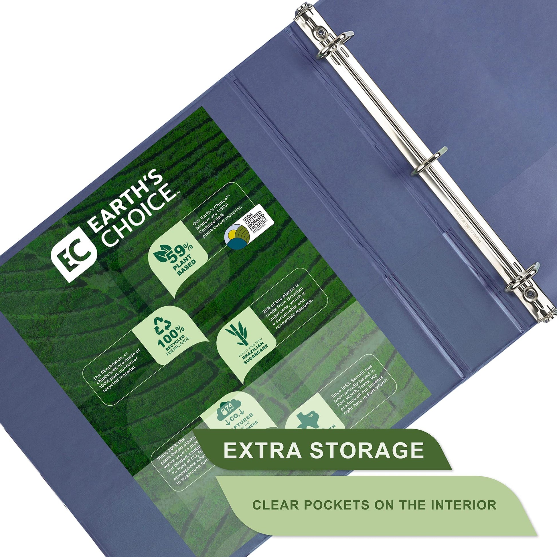 Samsill Plant-Based 1.5 Inch Durable D-Ring, View Binder, Eco-Friendly, USDA Certified Biobased, 2