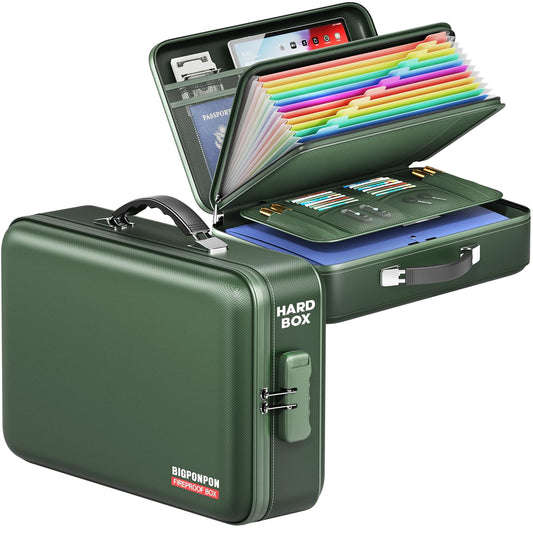 BigPonPon Fireproof Document Box, Hard Case Highly Flame-Resistant Fire Proof Waterproof File