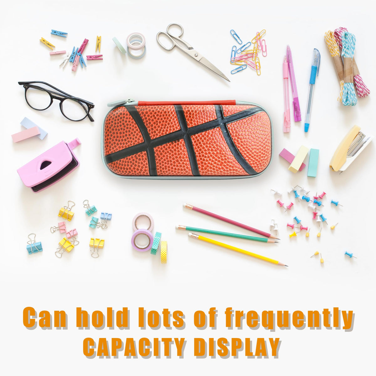 WtallasiSei Basketball Pencil Box Zip Pencil Case for Boys Girls School Organizer Pencil Bag Large