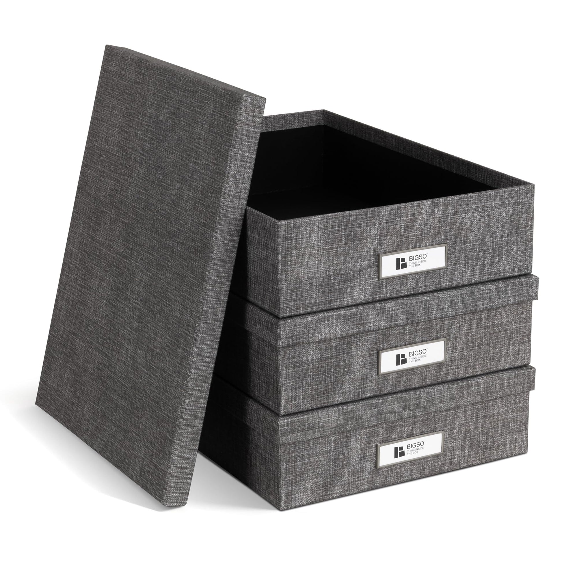 Bigso Oskar Canvas Fiberboard Document Letter Box for Important Paperwork A4 or Letter Size