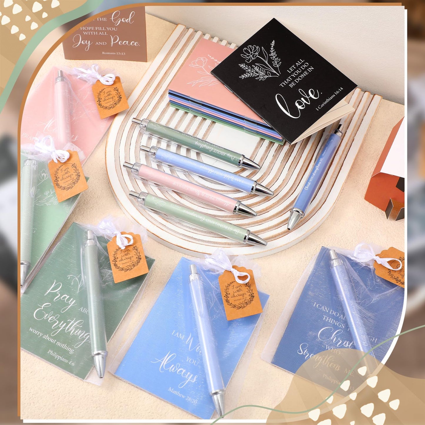 Qeeenar 200 Pcs Christian Gift Bulk Set Bible Verse, Morandi Color, Plant