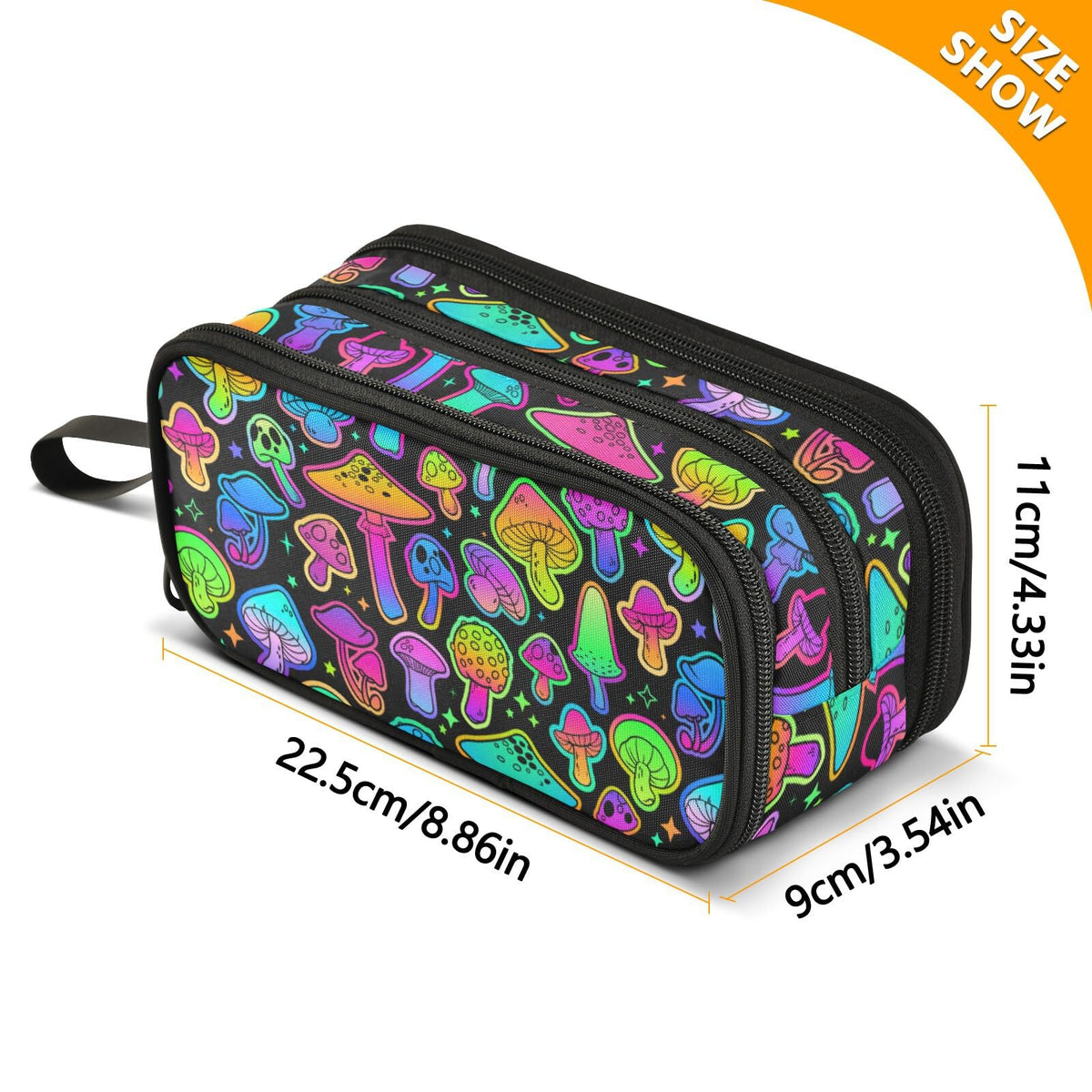 Sletend Pencil Case Mushroom Colorful 3 Compartments Pencil Pouch